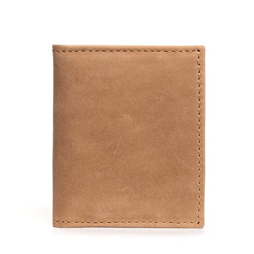 [w-fold-card-1-tan-bro] Slim Bifold Card Holder - tan brown leather
