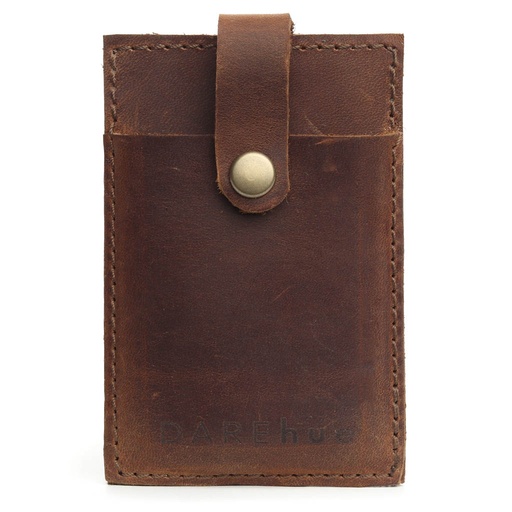 [w-pho-card-wal-bro] Stick-On Leather Phone Card Holder | walnut brown