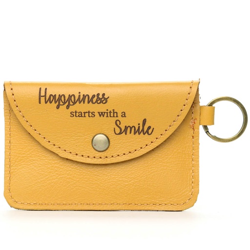 Inspirational Leather Card Holder Keyring | mustard yellow