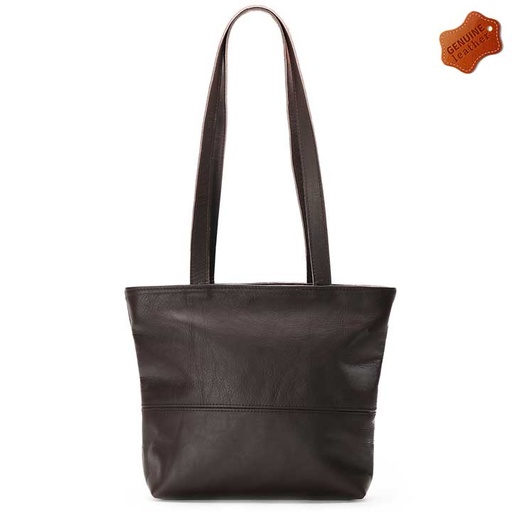 [bag-hand-shop-brown] Shopper Handbag | Dark-brown Leather