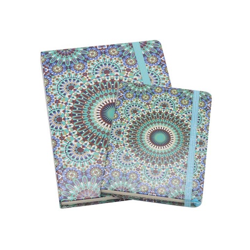 [note-com-A6-A5-turq] Note Book Combo - Turquoise Flourish