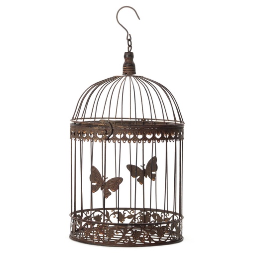 [gar-bir-cag-lrg] Decorative Metal Bird Cage (26cm) - brown