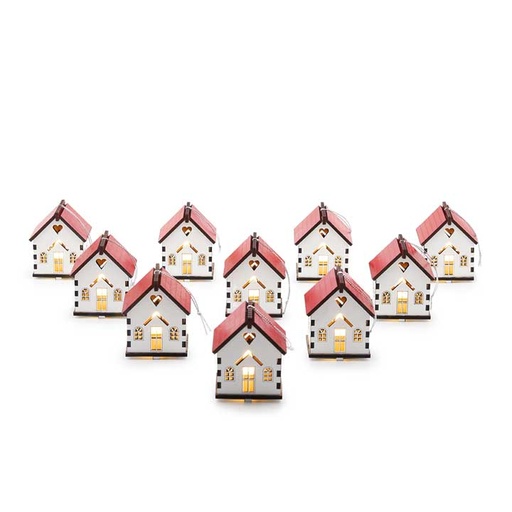 [lan-sml-set-wr-10] Flickering Christmas Small House - Set of 10